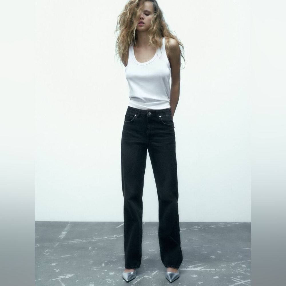 ZARA HIGH-WAISTED Z1975 STRAIGHT LEG JEANS